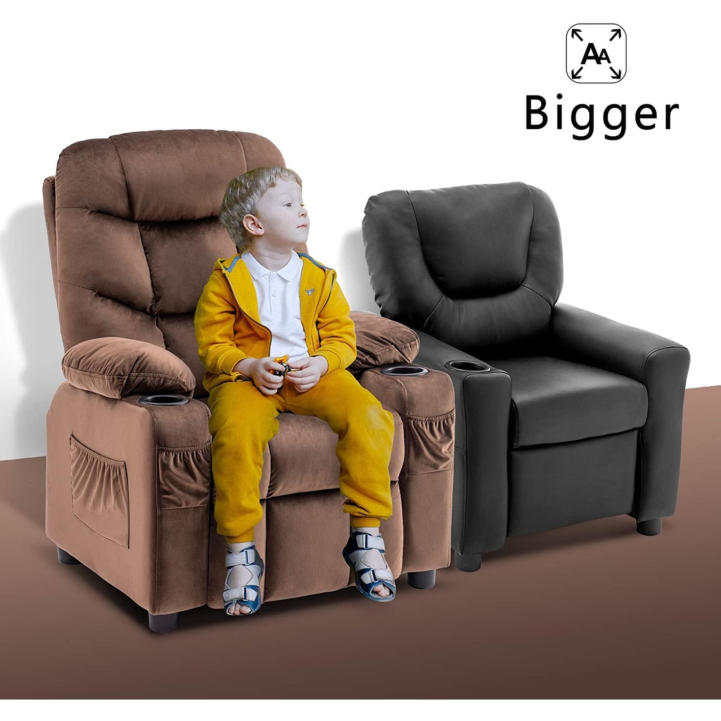 Mcombo kids recliner chair armrest sofa couch with cup holder for toddlers boys girls store